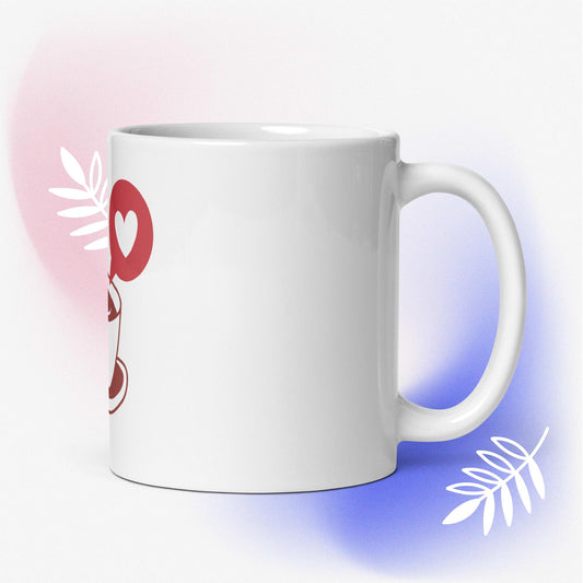 White glossy heart mug