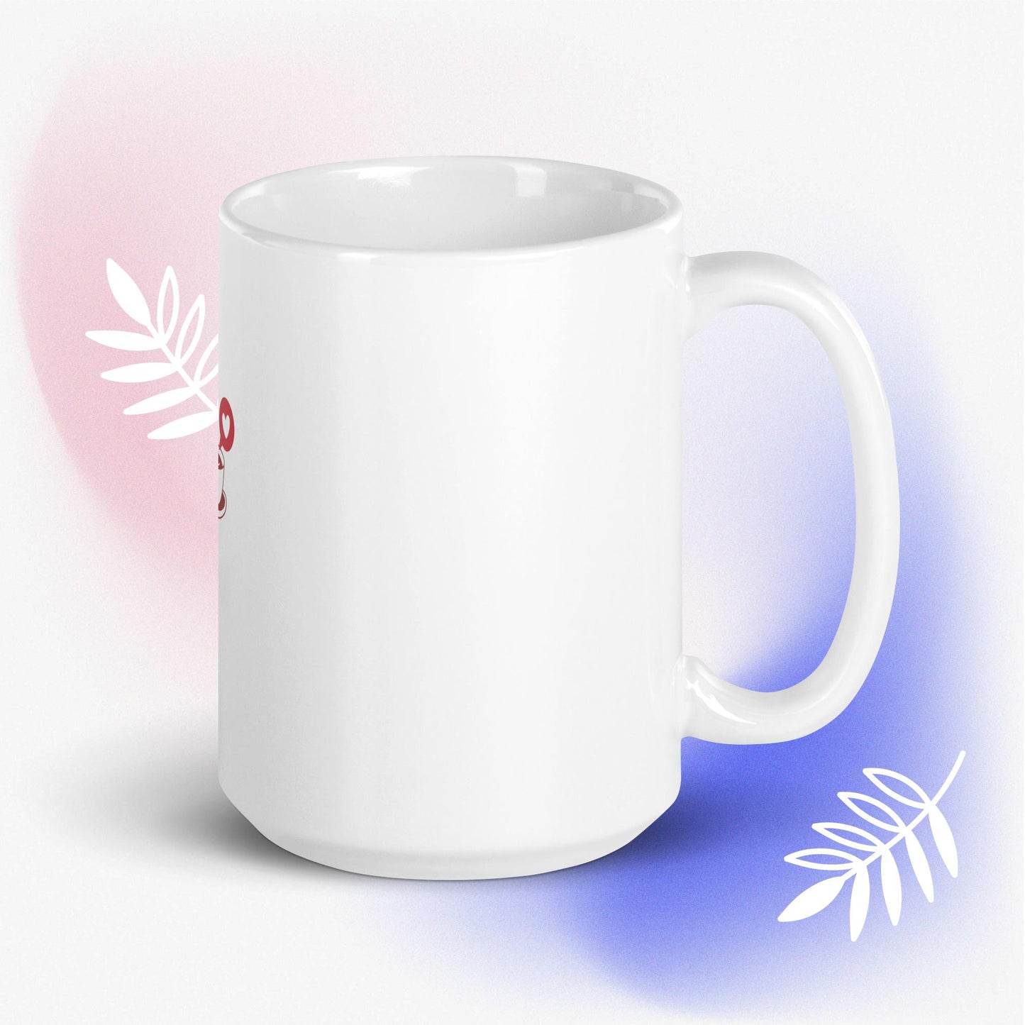 White glossy heart mug